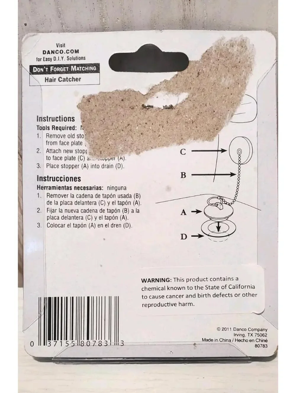 DANCO Universal Tub Stopper with Chain -    1 - 1.5 In.